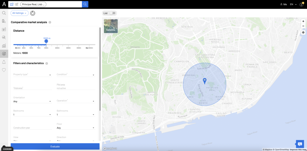Set the address of the property you wish to sell or rent