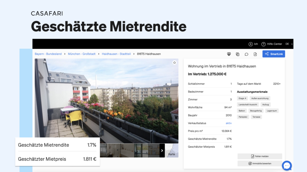 Mietrenditen in der Immobiliensuche von CASAFARI