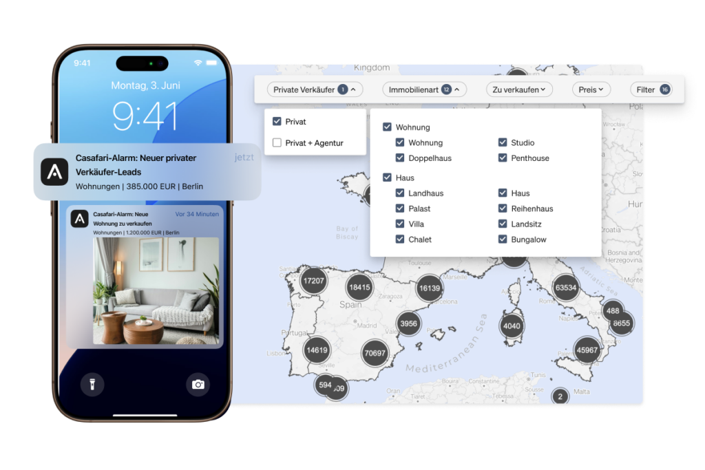Mit der Market Lead API können Nutzer die aktuellsten Immobiliendaten abrufen und sich über Marktchancen benachrichtigen lassen.