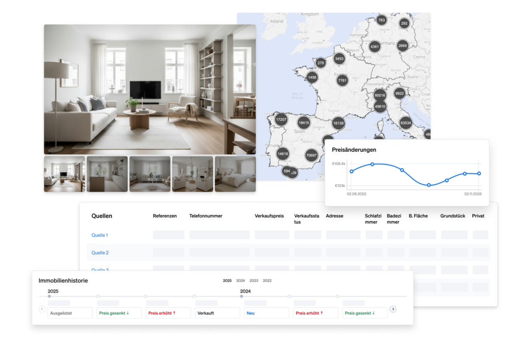 Unsere Property Sourcing API ist eine Datenintegrationsplattform, die alle Informationen zu allen auf jedem Markt verfügbaren Immobilien enthält.