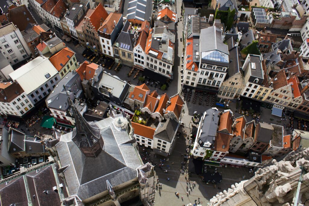 Die Altstadt von Antwerpen aus der Vogelperspektive